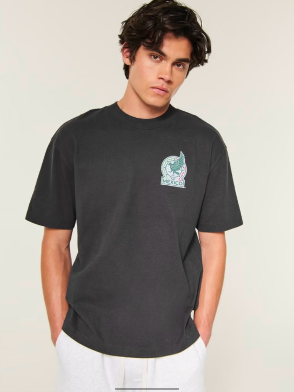 Hollister Mexico Tricolor Graphic Tee - Black with Green & Red - Picture 3 of 4